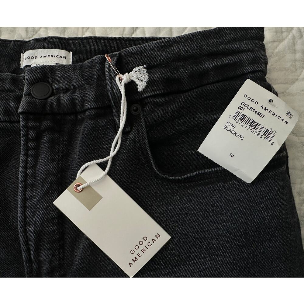 NWT Good American Good Classic Bootcut Jeans Black 10/30 Split Hem - Picture 9 of 16